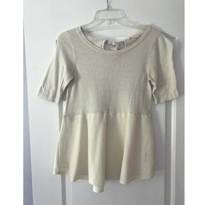 Anthropologie Ivory Peplum Top Sz XS